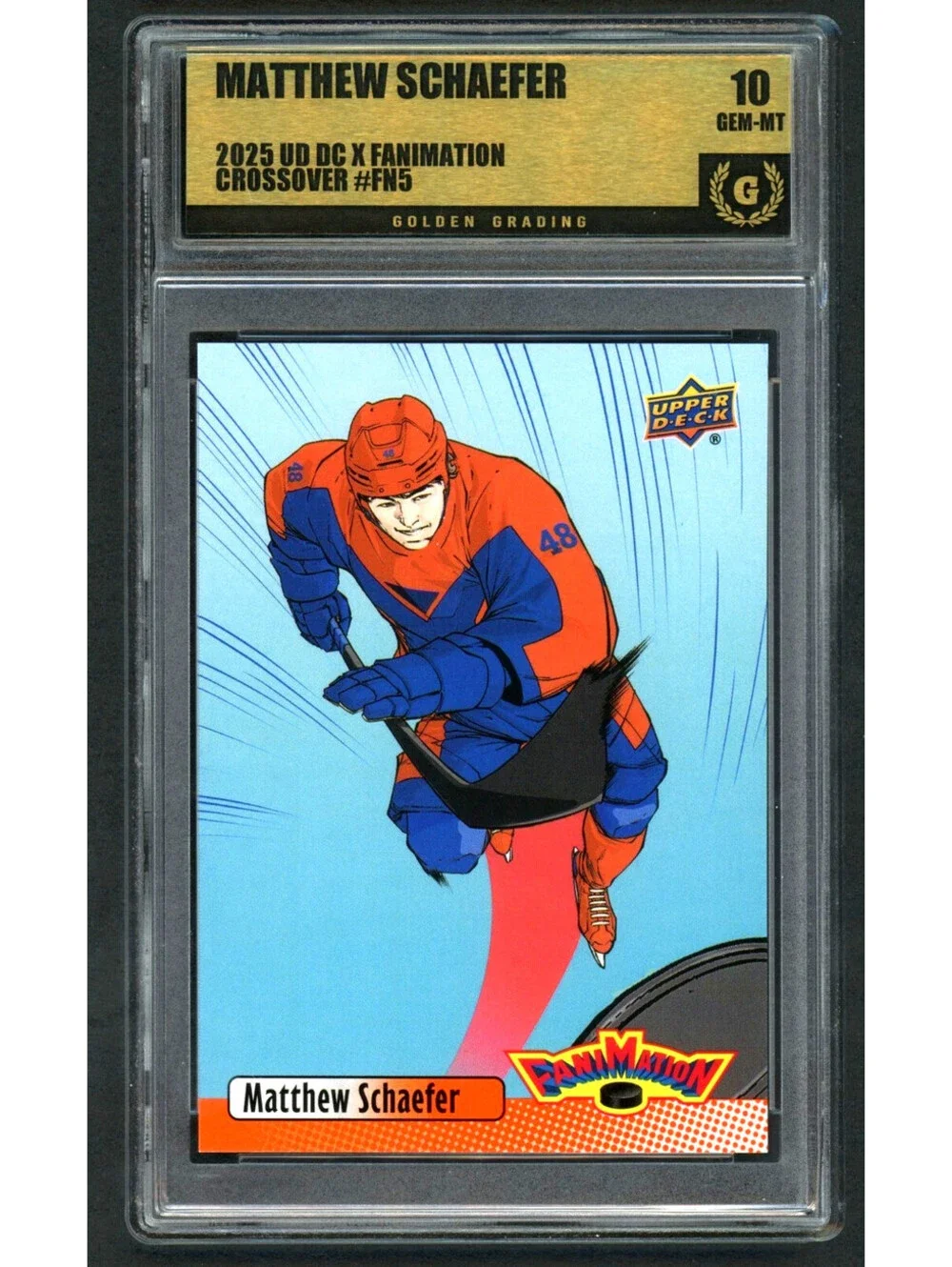 2025 UD DC X Fanimation Crossover #FN5 Matthew Schaefer Rookie (RC) Gem Mint 10